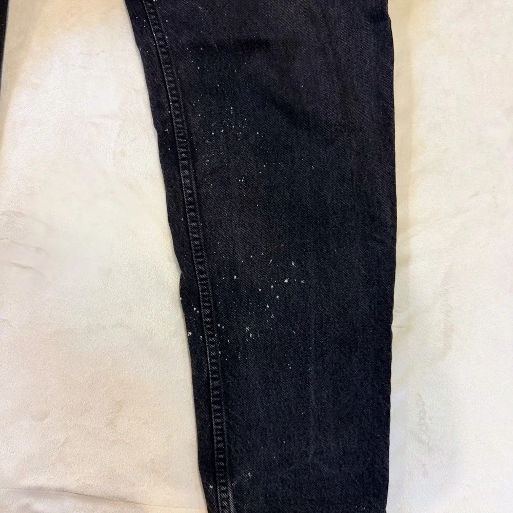 Levi's 550 Jeans Orange Tab 34x30 Black Relaxed Fit Tapered USA Paint Splatter